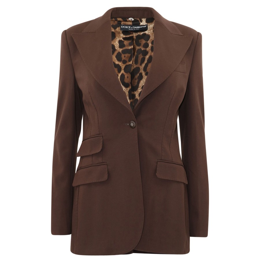 Clothing Dolce & Gabbana | Leopard Print Turlington Jacket Dark Brown