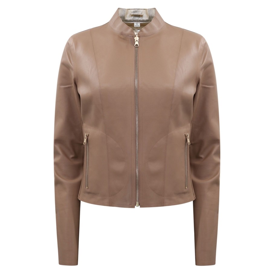 Clothing LaMarque | Chapin Reversible Leather Bomber Jacket Mocha/Gold