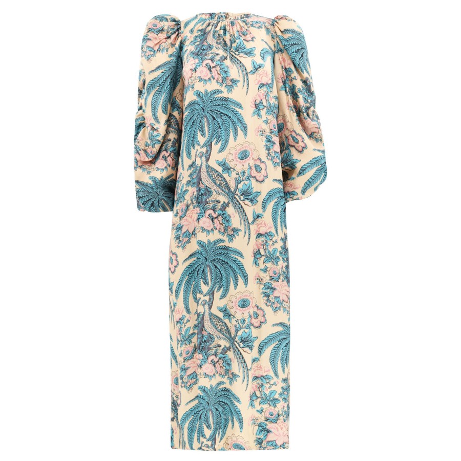 Clothing byTiMo | Crepe Satin Relaxed Dress Blue Birds