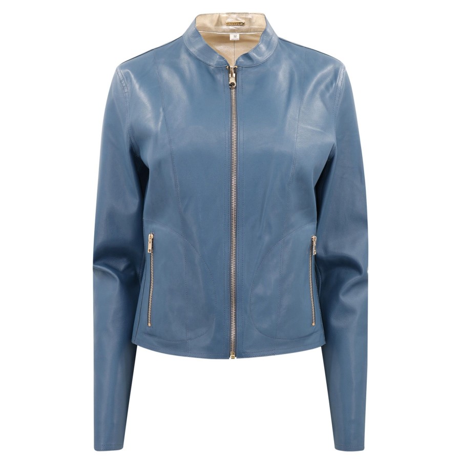 Clothing LaMarque | Chapin Reversible Leather Bomber Jacket Blue/Gold