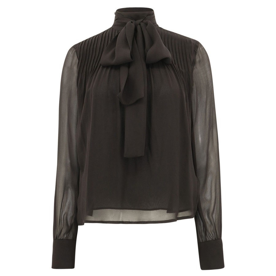 Clothing Derek Lam 10 Crosby | Valentine Neck Tie Blouse Black