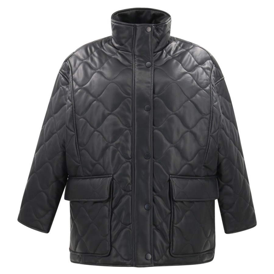 Clothing LaMarque | Verina Faux Leather Quilted Coat Black