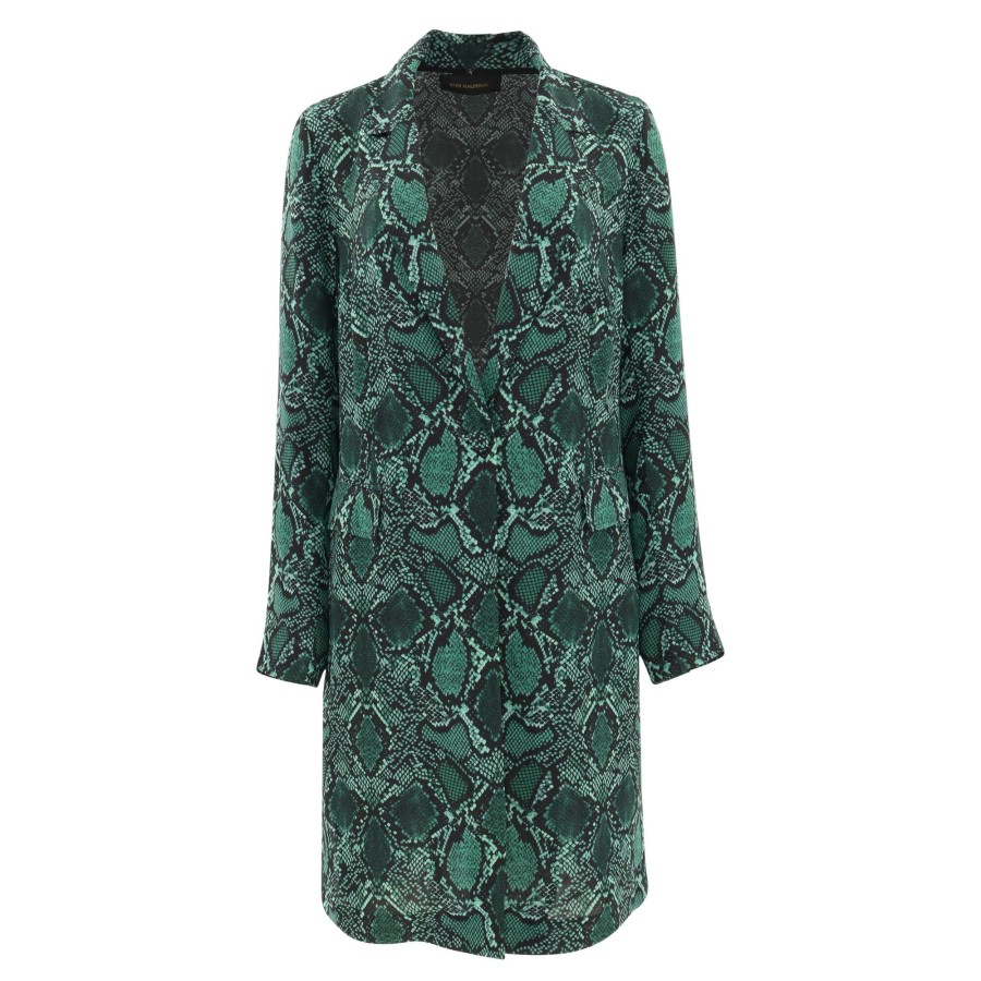 Clothing Kobi Halperin | Leah Snakeskin-Print Side-Slit Coat Ivy Multi