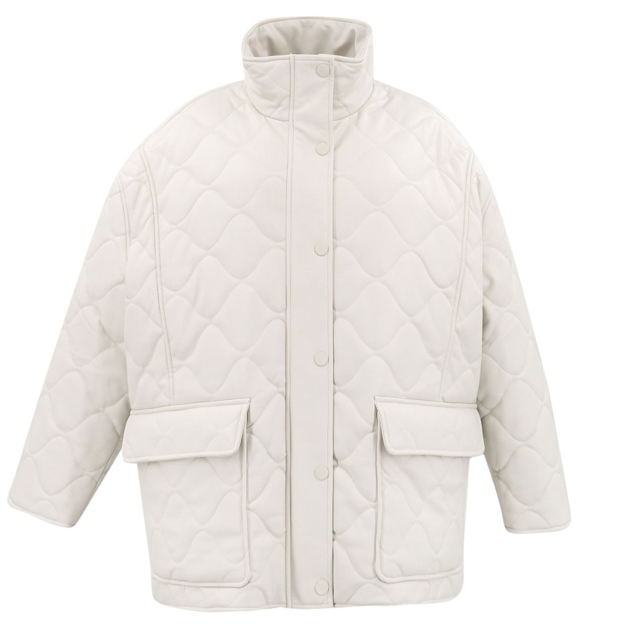 Clothing LaMarque | Verina Faux Leather Quilted Coat Bone