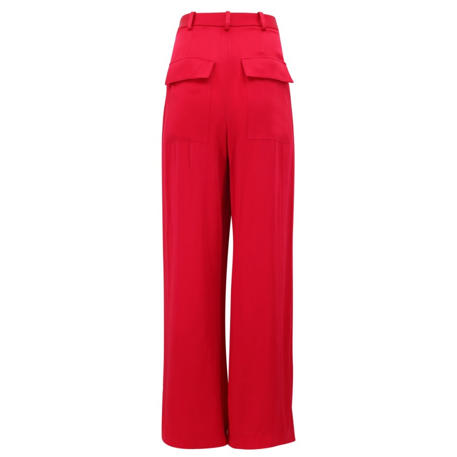 Clothing LaPointe | Pleated Doubleface Satin Relaxed Pant Forest (Out Of Stock)