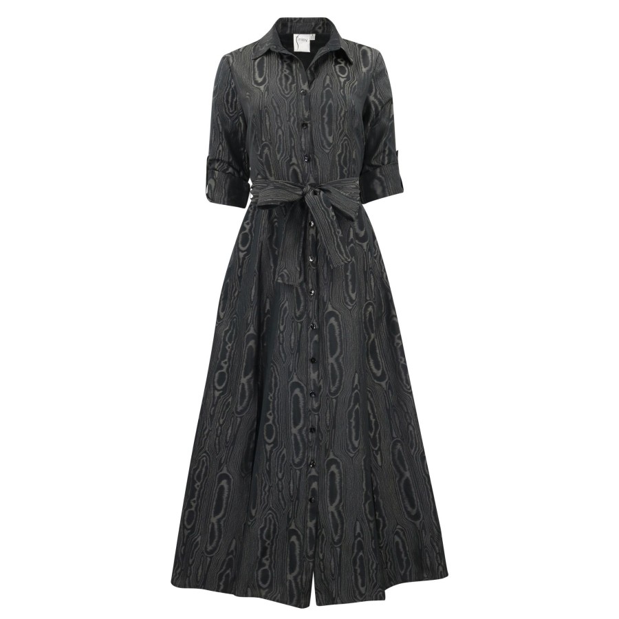 Clothing Finley | Laine Moire Jacquard Dress Black