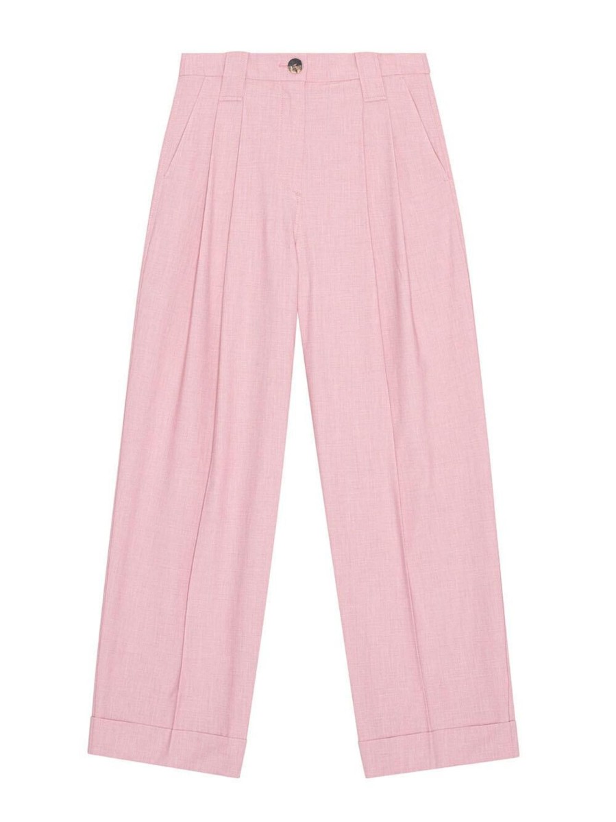 Clothing Ganni | Drapey Melange Pleat Pants Pinktull