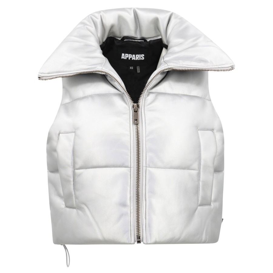 Clothing Apparis | Shaun Metallic Puffer Vest Silver