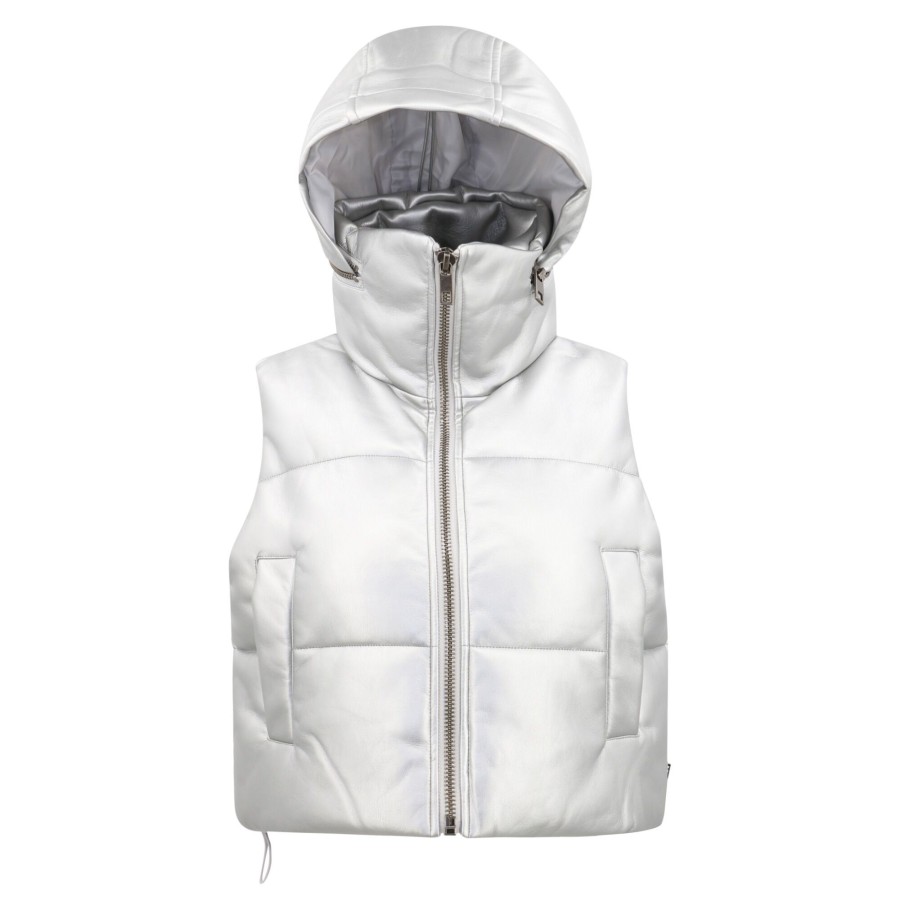 Clothing Apparis | Shaun Metallic Puffer Vest Silver