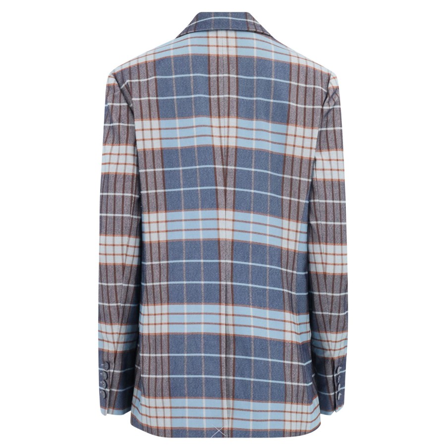 Clothing Staud | City Blazer French Blue Mega Plaid