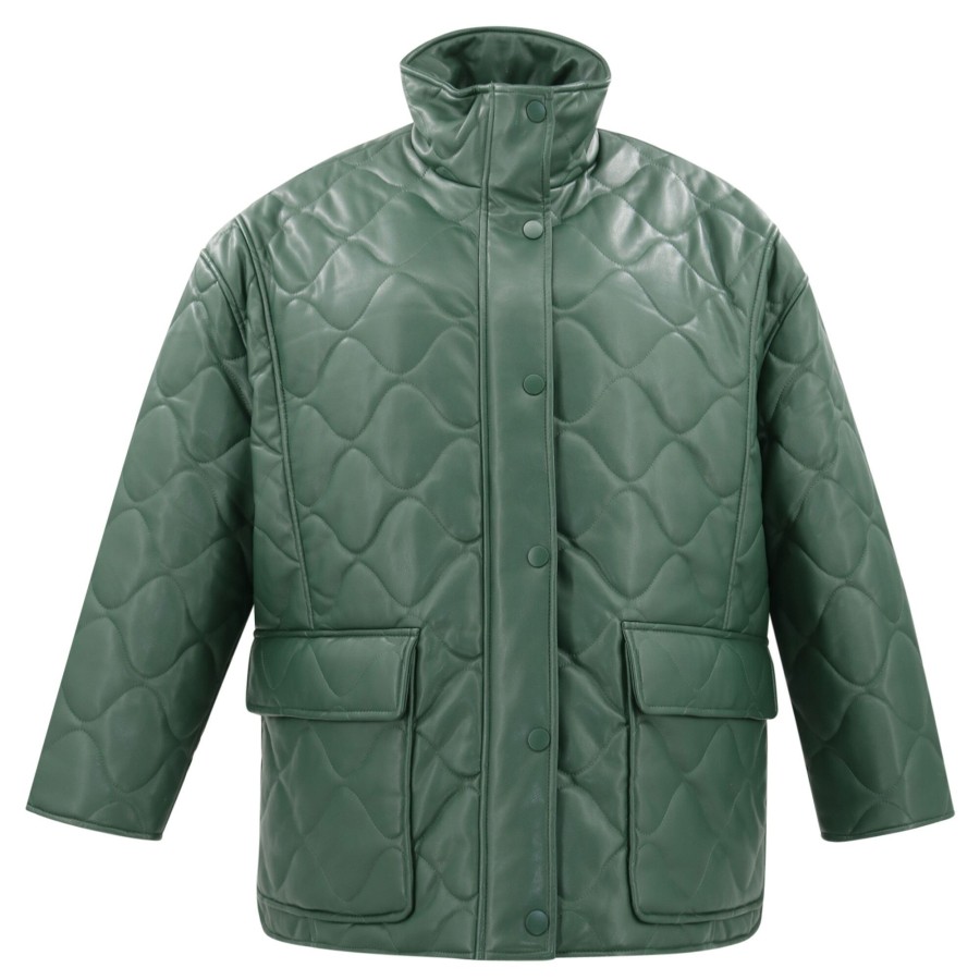 Clothing LaMarque | Verina Faux Leather Quilted Coat Alpine Green