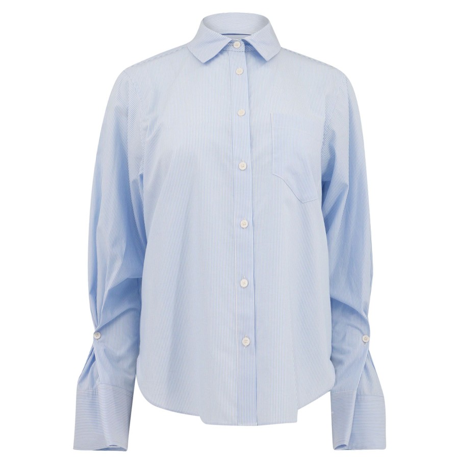 Clothing Derek Lam 10 Crosby | Wesley Button Front Shirt Sky Blue