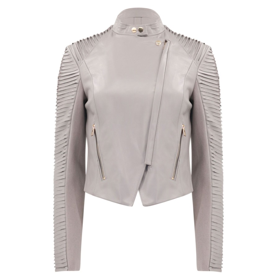 Clothing LaMarque | Azra Leather Moto Jacket Grey