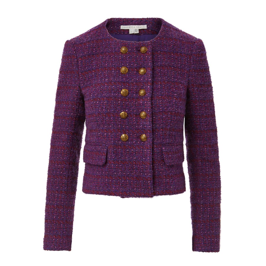 Clothing Veronica Beard | Bentley Tweed Jacket Aubergine Multi