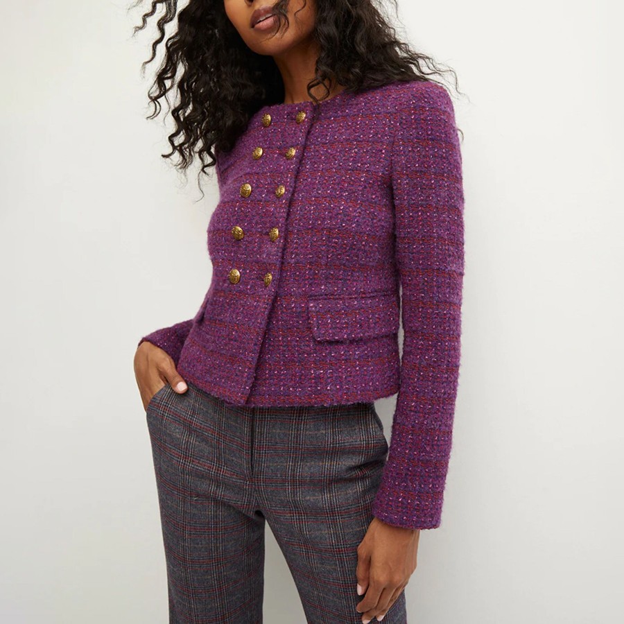 Clothing Veronica Beard | Bentley Tweed Jacket Aubergine Multi