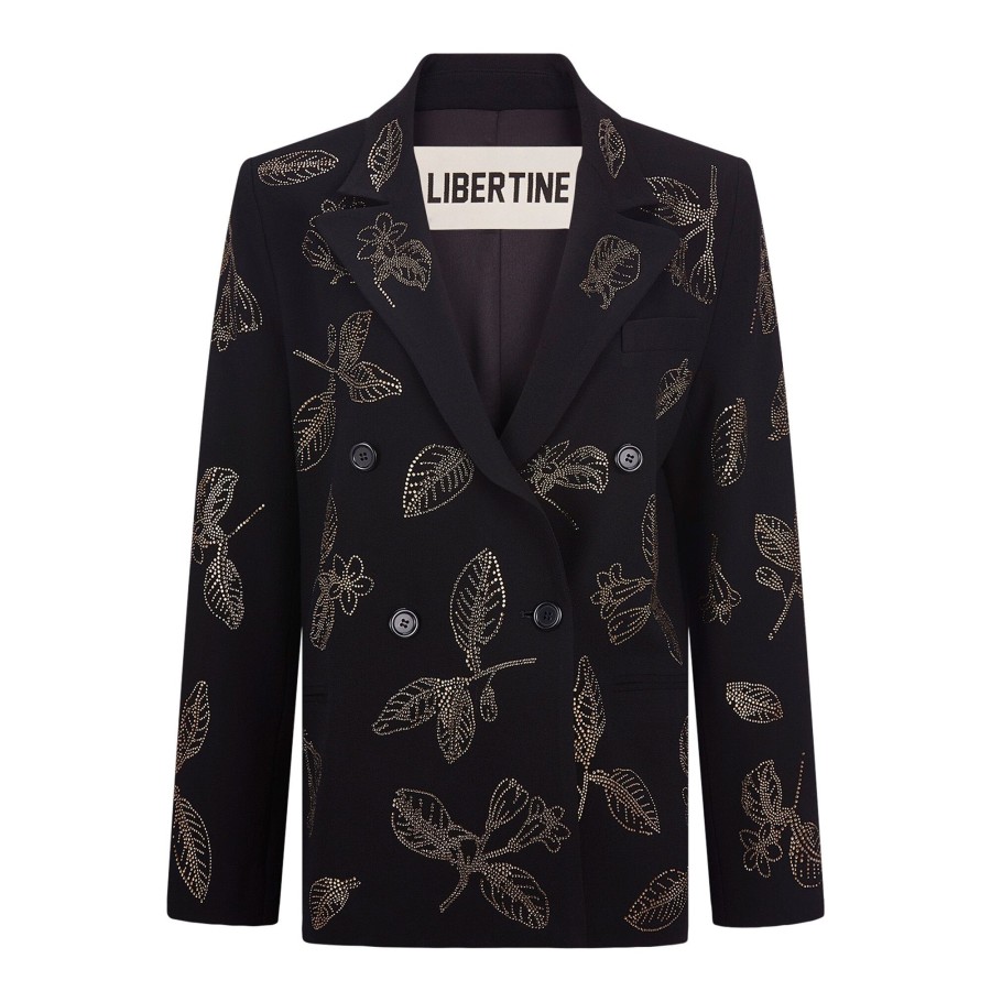 Clothing Libertine | Golden Leaves Double Breasted Blazer Black