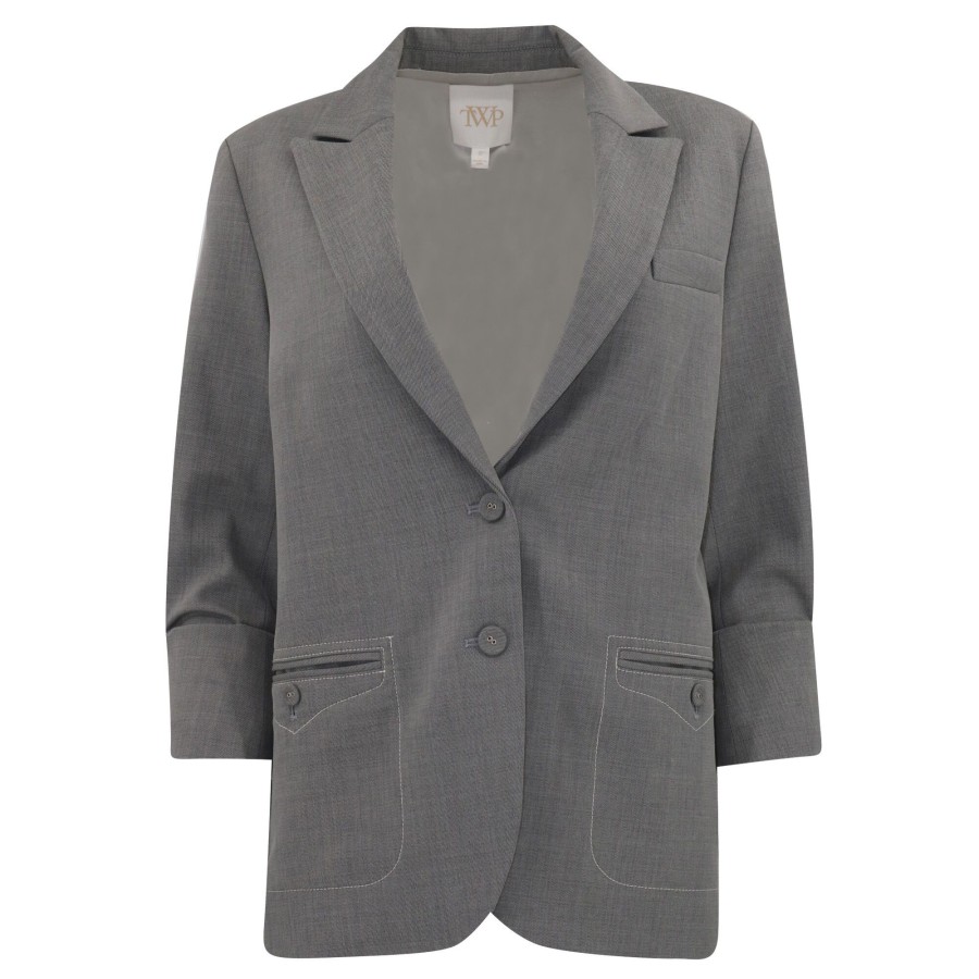 Clothing Twp | Western Boyfriend Blazer Light Heather Grey