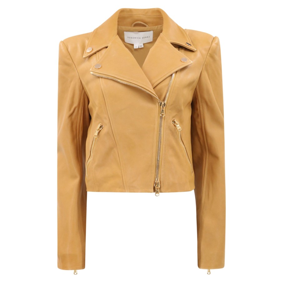 Clothing Veronica Beard | Lamar Leather Moto Jacket Saffron