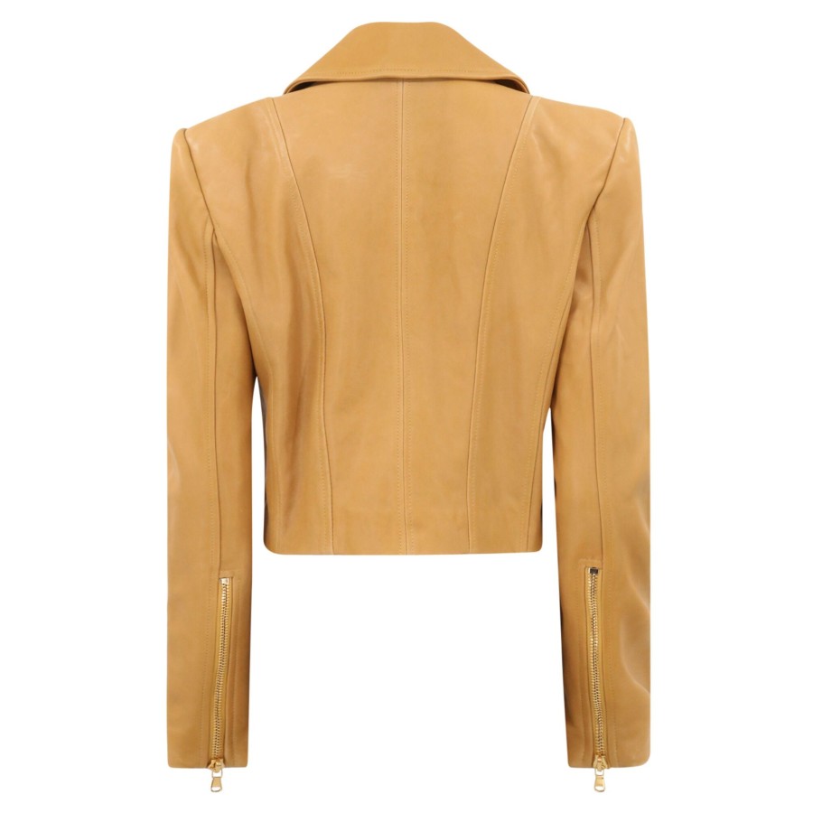 Clothing Veronica Beard | Lamar Leather Moto Jacket Saffron