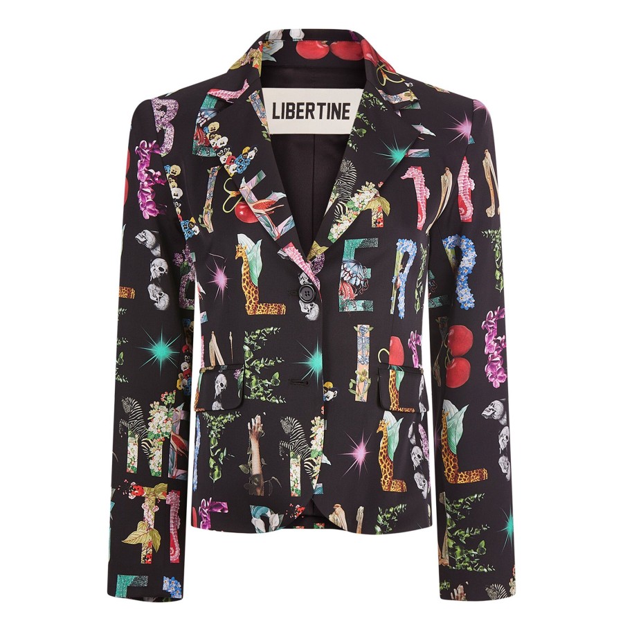 Clothing Libertine | Deco Letters Long Sleeve Blazer Black Multi