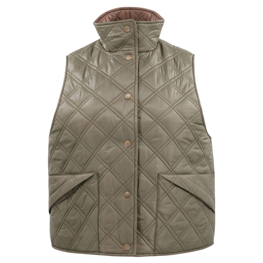 Clothing Hunter Bell | Tarlow Reversible Quilted Vest Moss Green