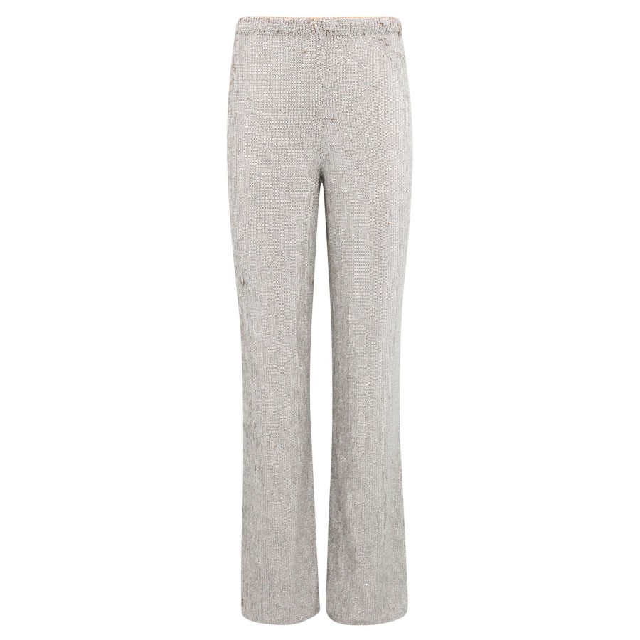 Clothing Emily Shalant | Highwaisted Beaded Pant Silver