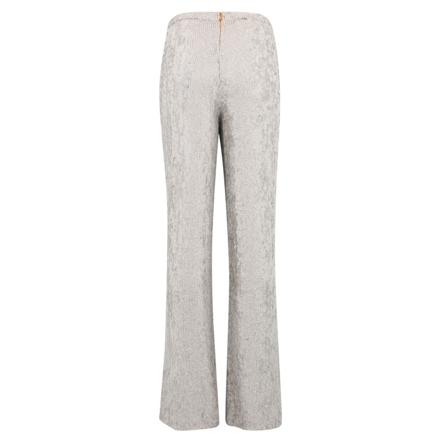 Clothing Emily Shalant | Highwaisted Beaded Pant Silver