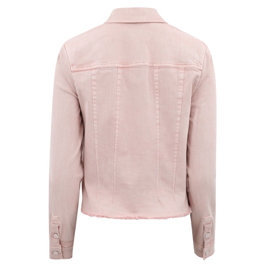 Clothing Ecru | Jean Jacket With Fray Hem Dusty Rose