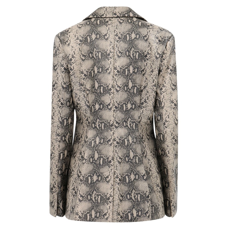 Clothing Simkhai | Afia Snake-Print Single-Breasted Blazer Macadamia Python