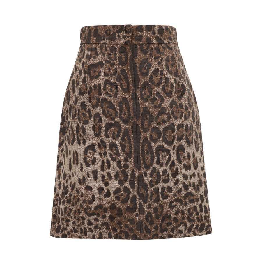 Clothing Dolce & Gabbana | Wool A-Line Skirt Leopard Print