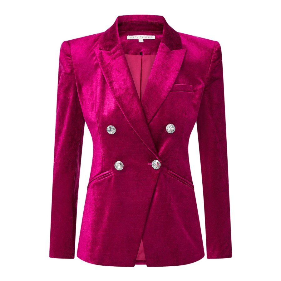 Clothing Veronica Beard | Elam Velvet Dickey Jacket Fuchsia