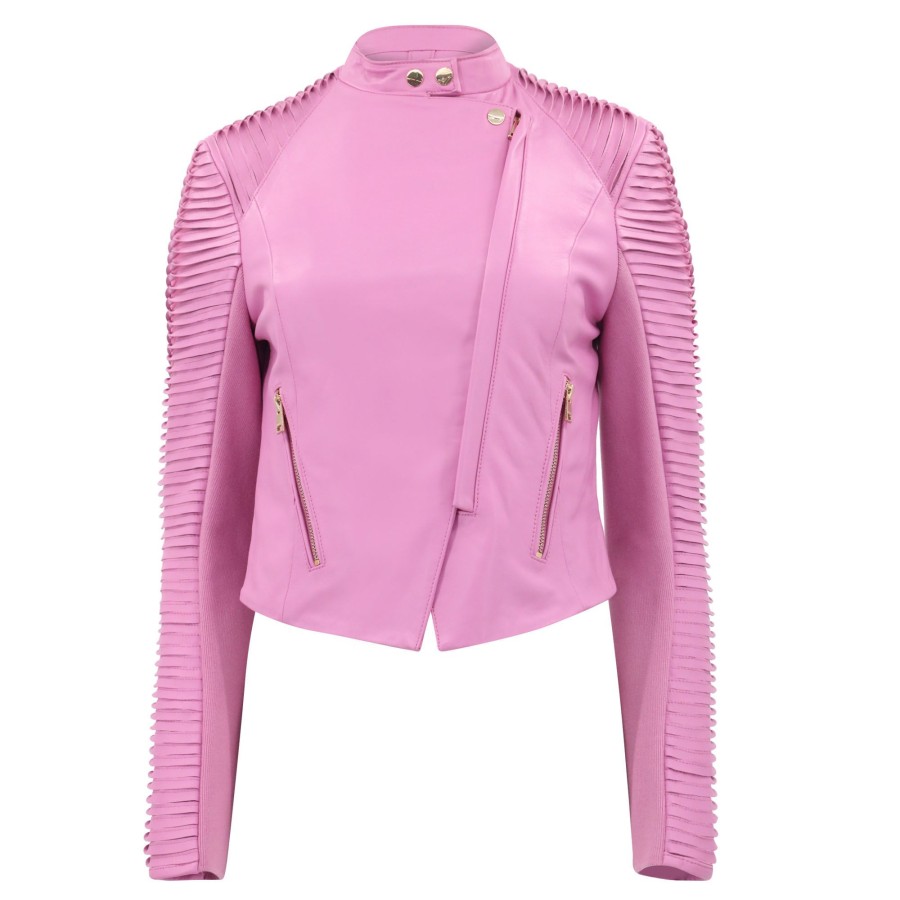 Clothing LaMarque | Azra Leather Moto Jacket Bodacious Pink