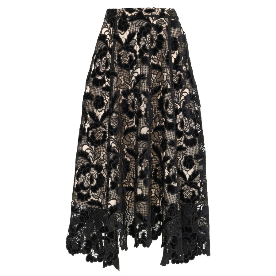 Clothing Mestiza | Torta Velvet Lazer Cut Lace Skirt Black