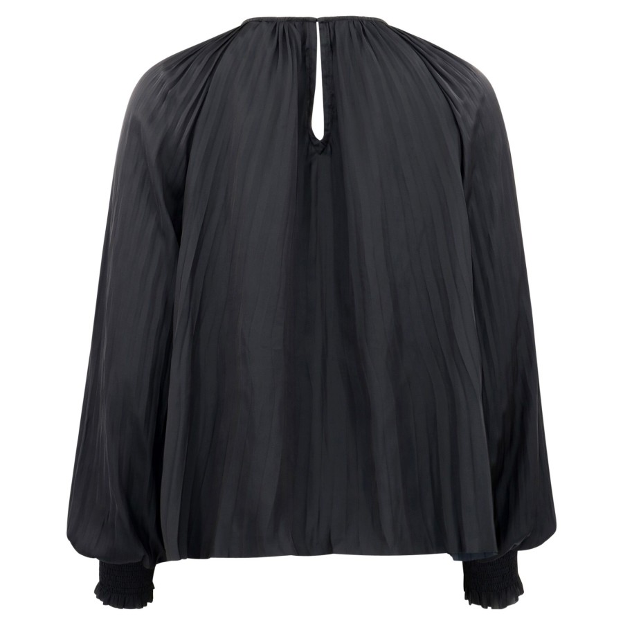 Clothing Ulla Johnson | Aidy Long Sleeve Satin Blouse Noir