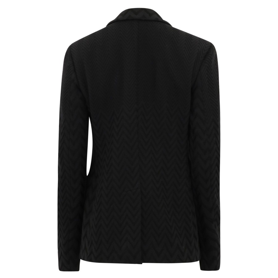 Clothing Missoni | Chevron Crochet-Knit Two-Button Blazer Black