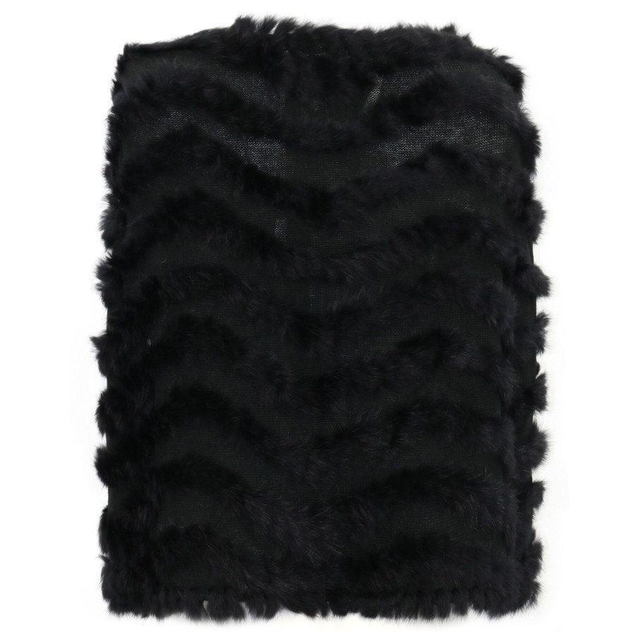 Clothing Dolce Cabo | Rabbit Fur Capelet With Pom Poms Black