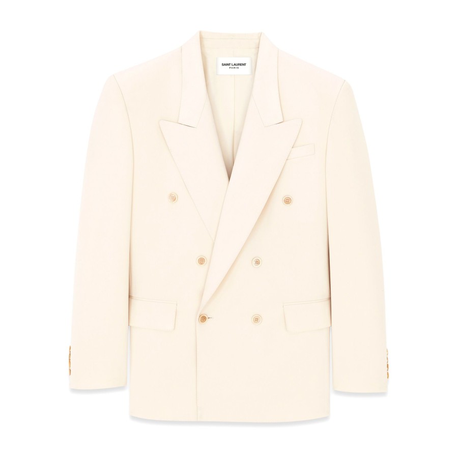 Clothing Saint Laurent | Wool Gabardine Jacket Creme