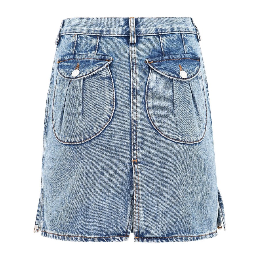 Clothing Moschino Jeans | Fringe-Detail Mini Skirt Denim