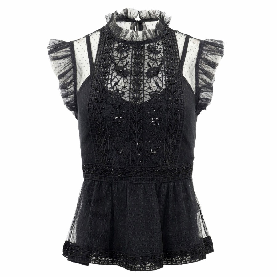 Clothing Christy Lynn | Tessa Tulle Peplum Top Black