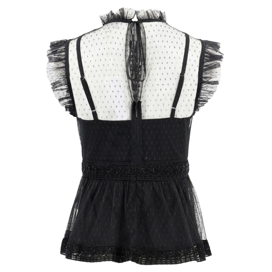 Clothing Christy Lynn | Tessa Tulle Peplum Top Black