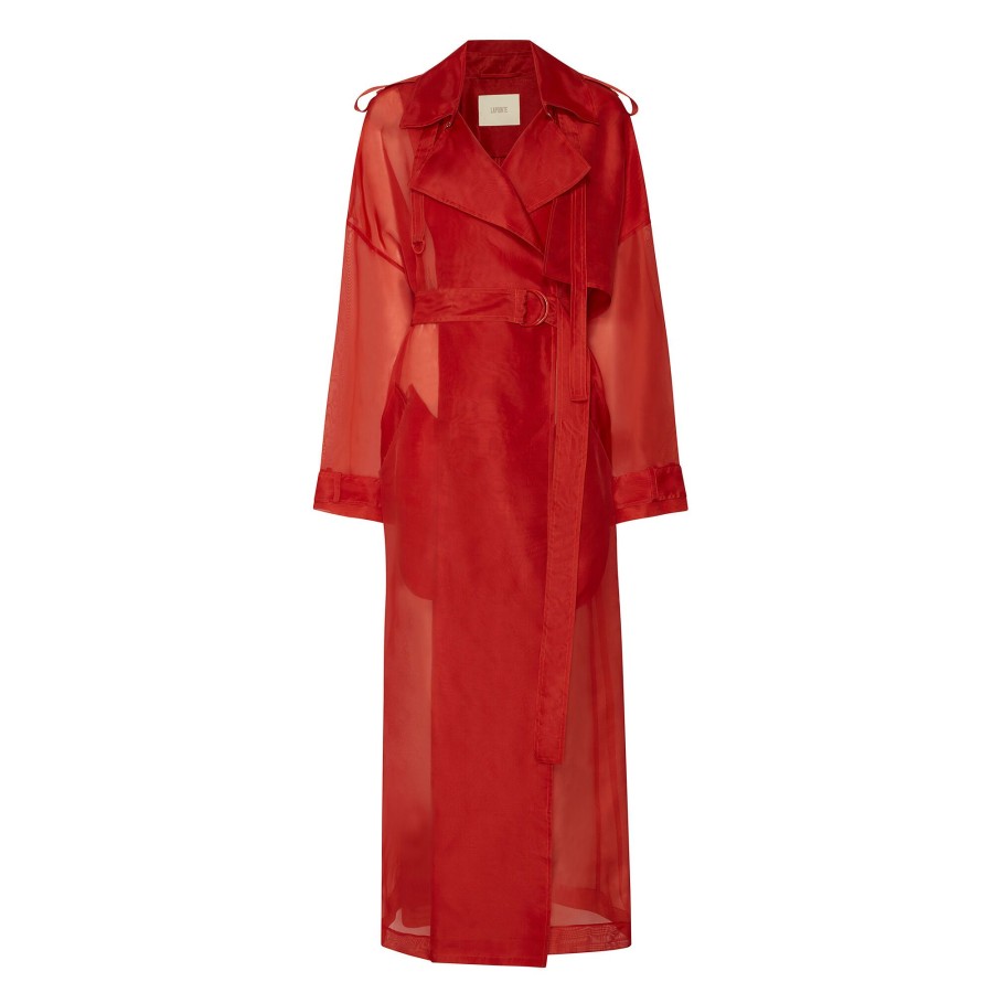 Clothing LaPointe | Organza Double Breasted Trench Coat Carnelia