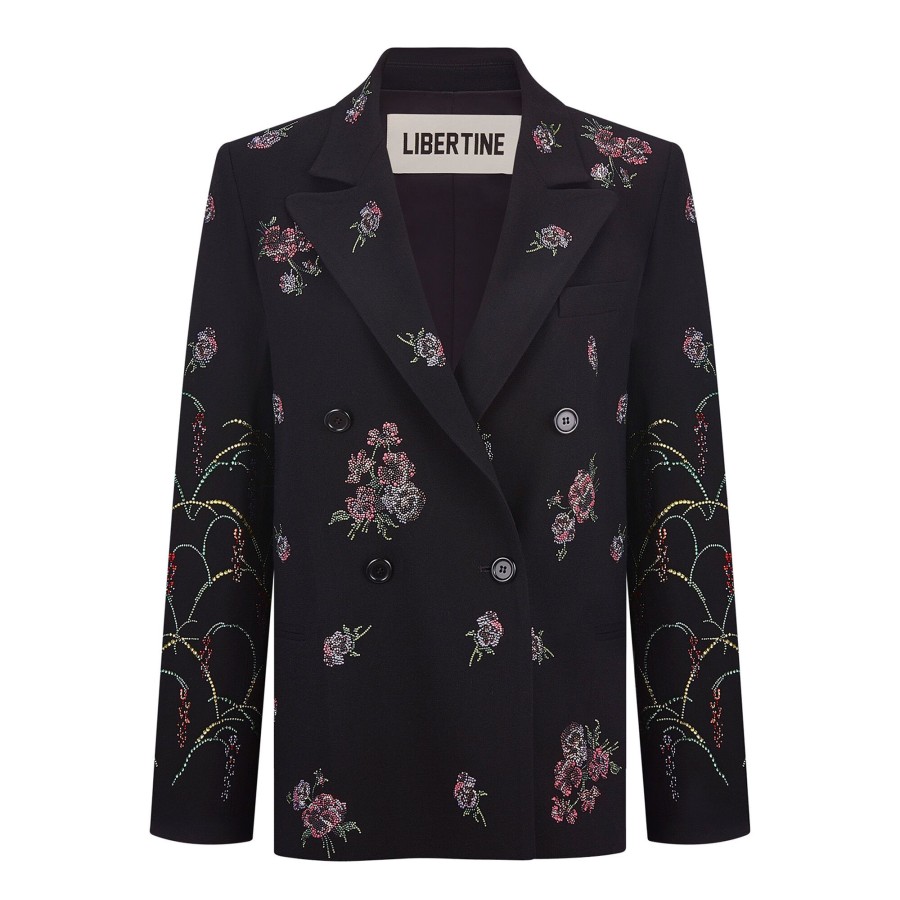 Clothing Libertine | Pansies Double Breasted Blazer Black