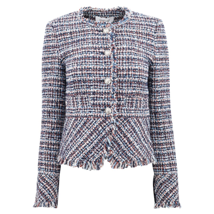 Clothing Derek Lam 10 Crosby | Elizabeth Peplum Tweed Jacket Blue Multi