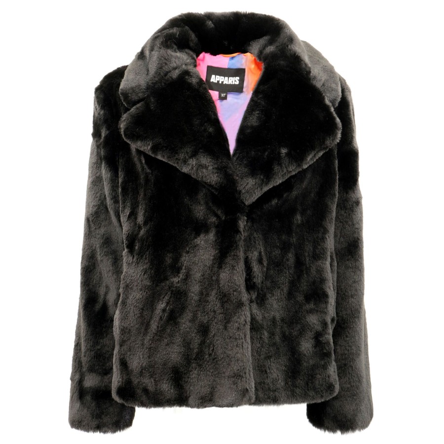 Clothing Apparis | Milly Plant-Based Fur Coat Noir