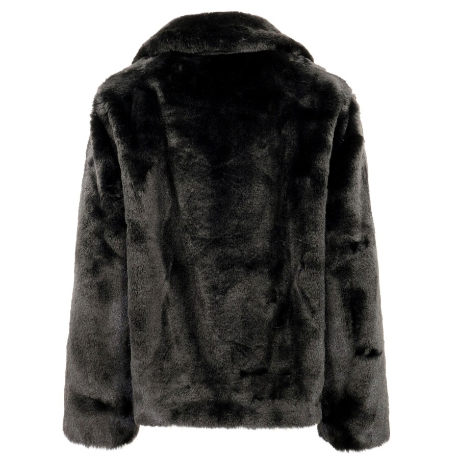 Clothing Apparis | Milly Plant-Based Fur Coat Noir