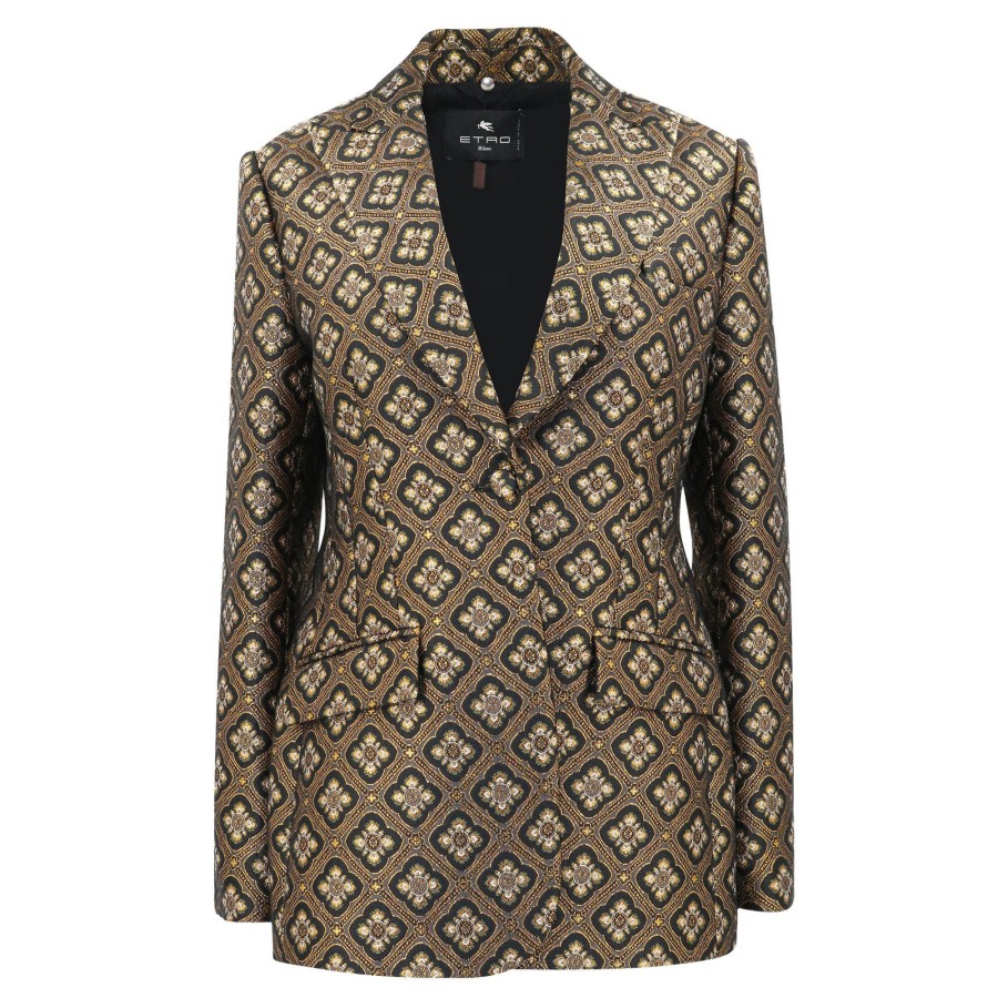 Clothing Etro | Geometric Jacquard Blazer Black Multi