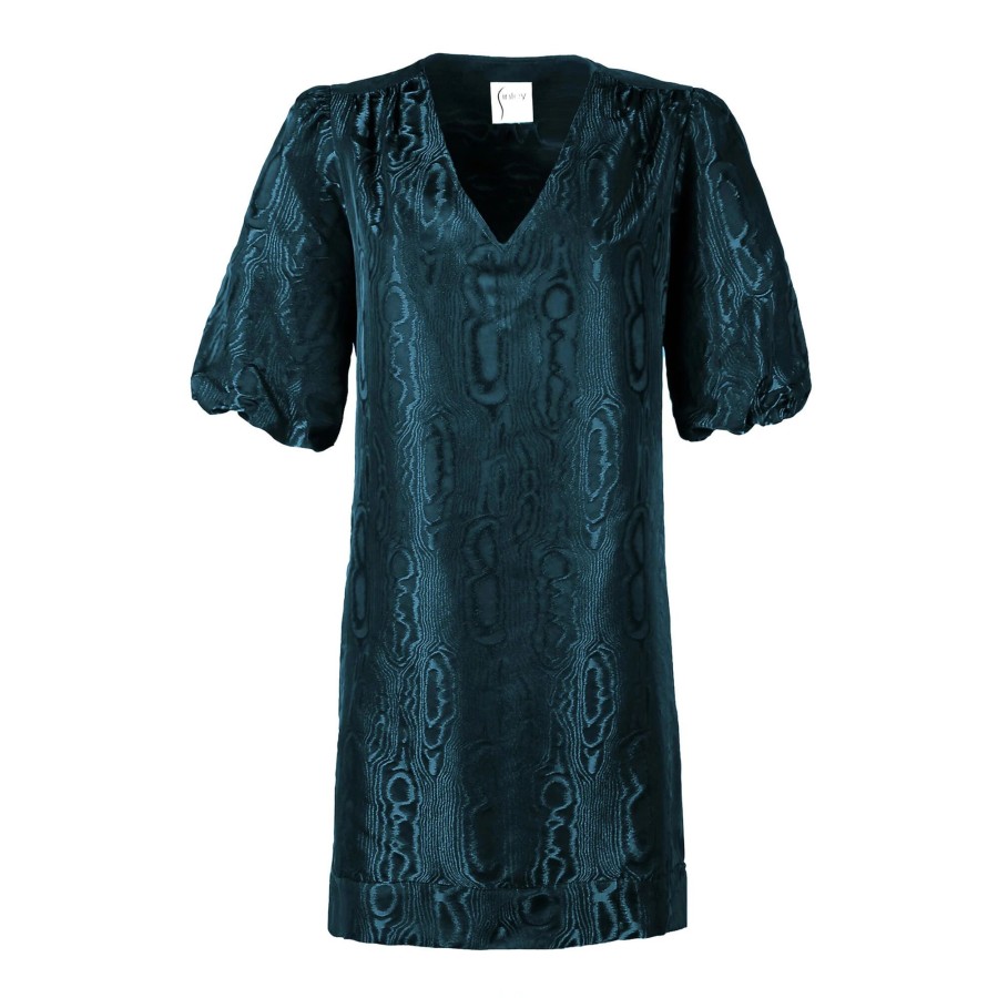 Clothing Finley | Tish Moire Jacquard Dress Teal