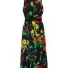Clothing Oscar de la Renta | Nasturtium Satin-Back Crepe Dress Navy Multi
