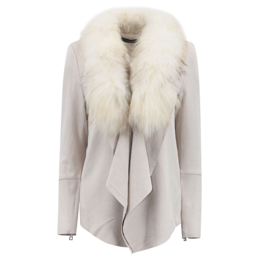 Clothing Dolce Cabo | Faux Suede Jacket Ecru