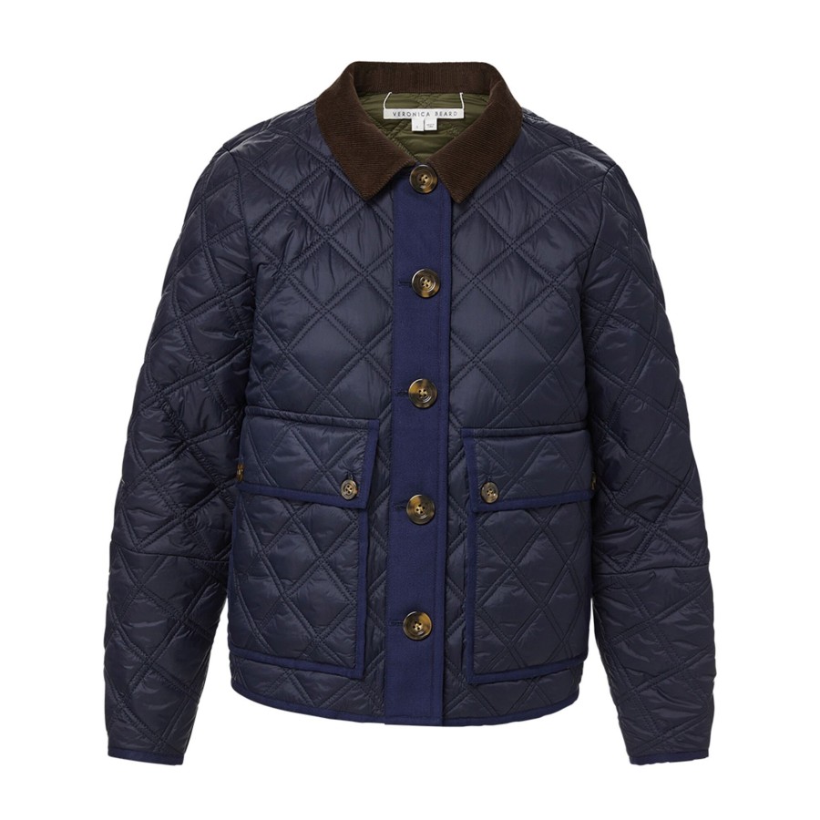 Clothing Veronica Beard | Fenton Reversible Jacket Navy Loden